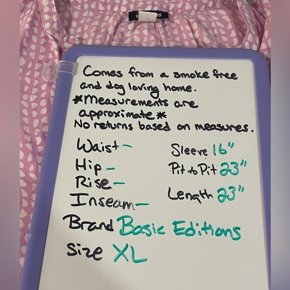 Basic Editions XL pink with white dots 3/4 sleeve with buttoned strap GUC - Picture 8 of 8